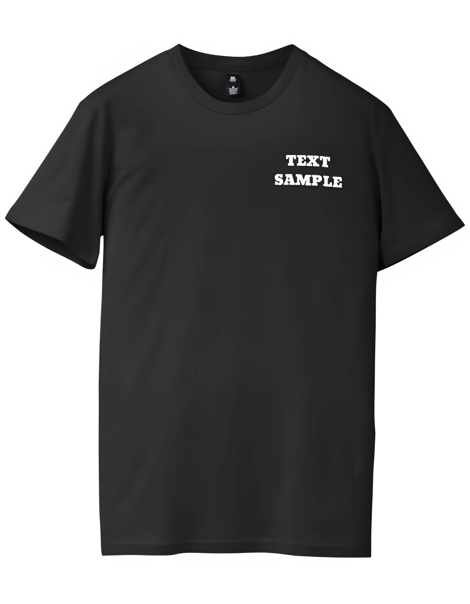 Black cotton shirt with white left chest logo embroidery text sample