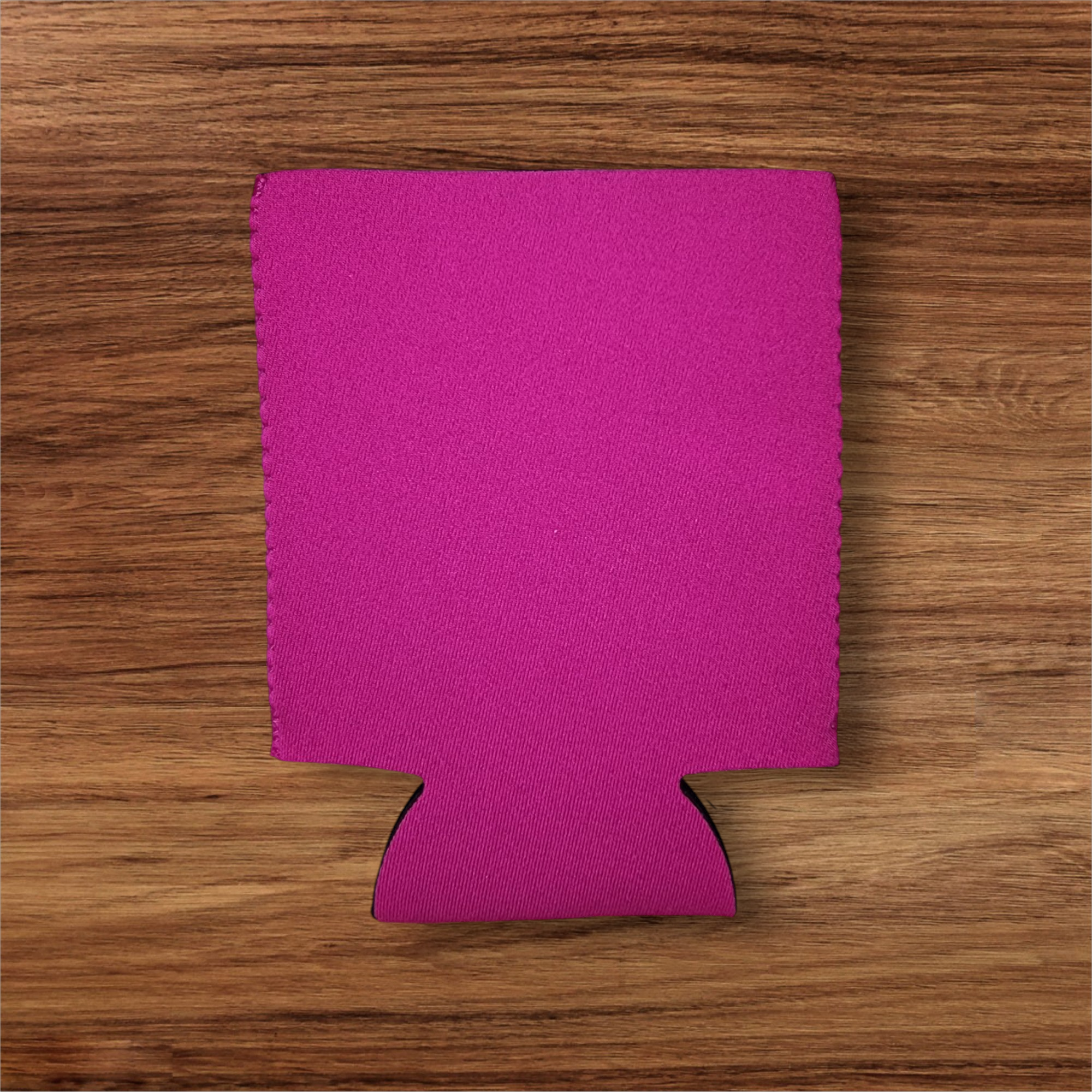 Light pink stubby cooler with text print