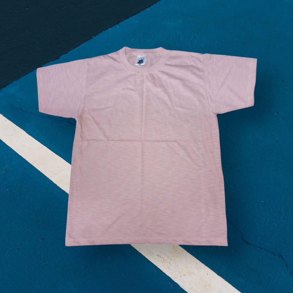 Round neck linen cotton blank T-shirt folded flat