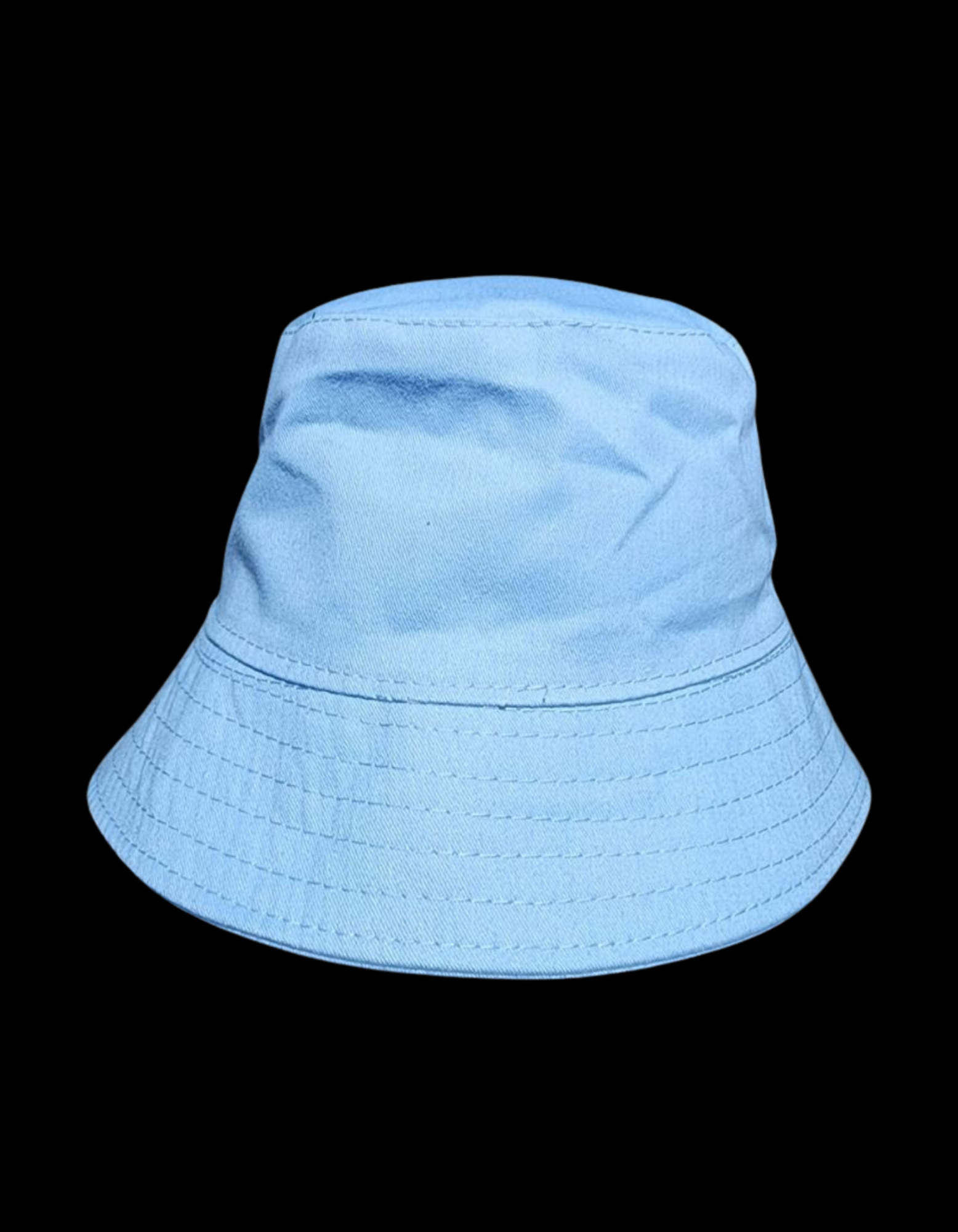 Light blue custom embroidered kids bucket hat made of breathable twill cotton with durable stitching and sun protection.
