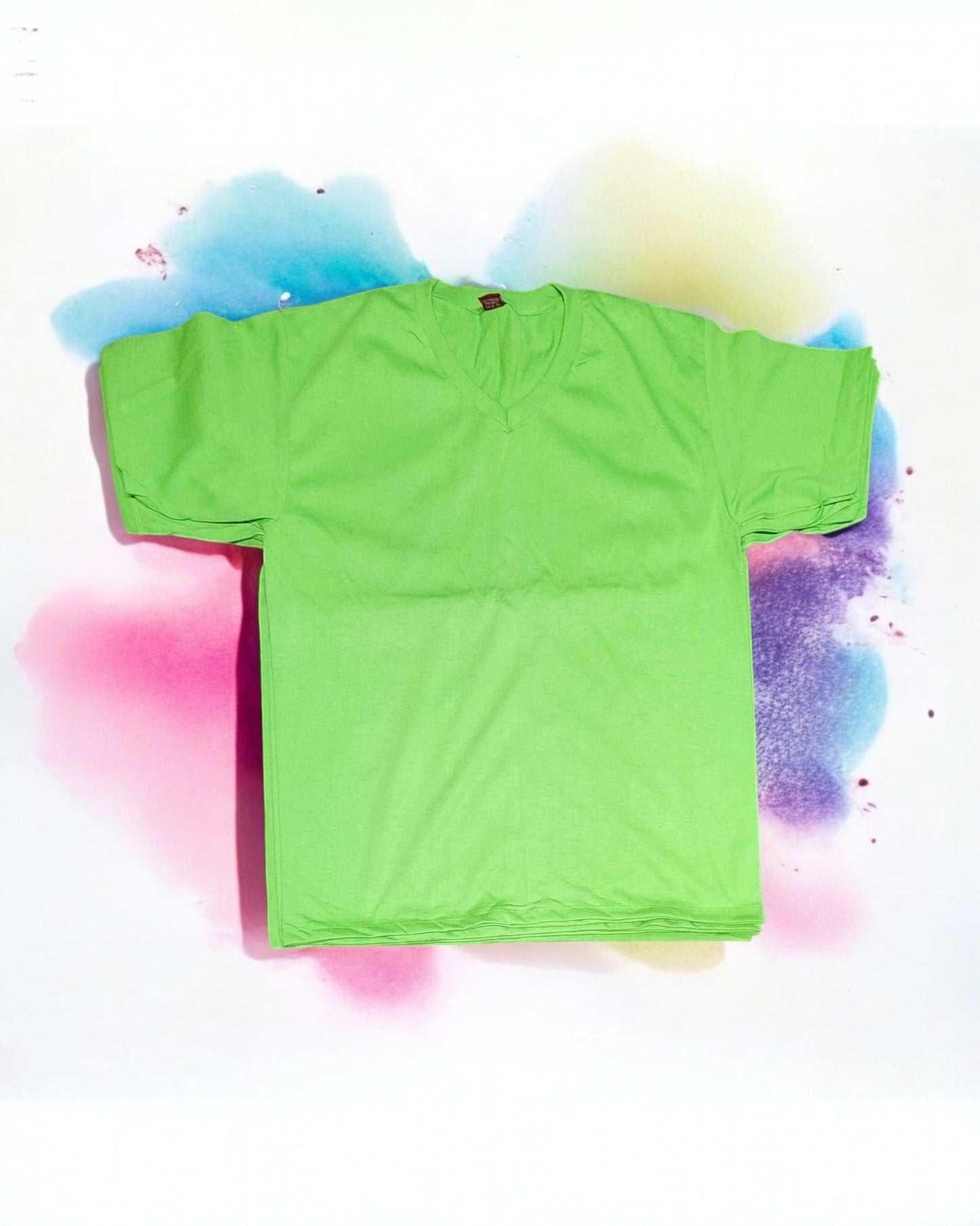 Polyester cotton V-neck blank tee for custom printing