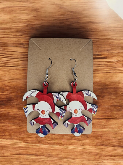 Christmas wooden earrings