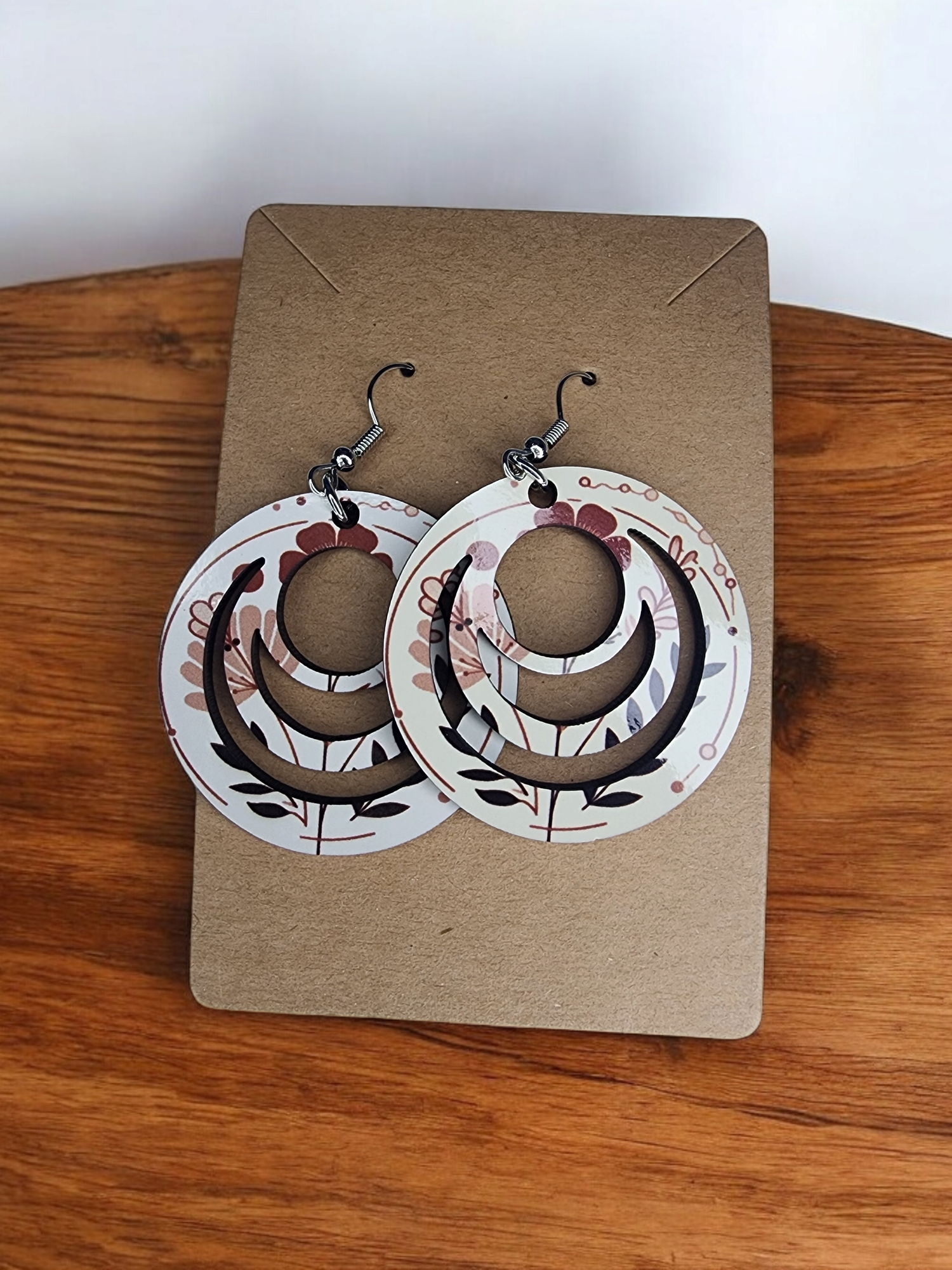 Colourful printed wooden earrings – pre-made or custom