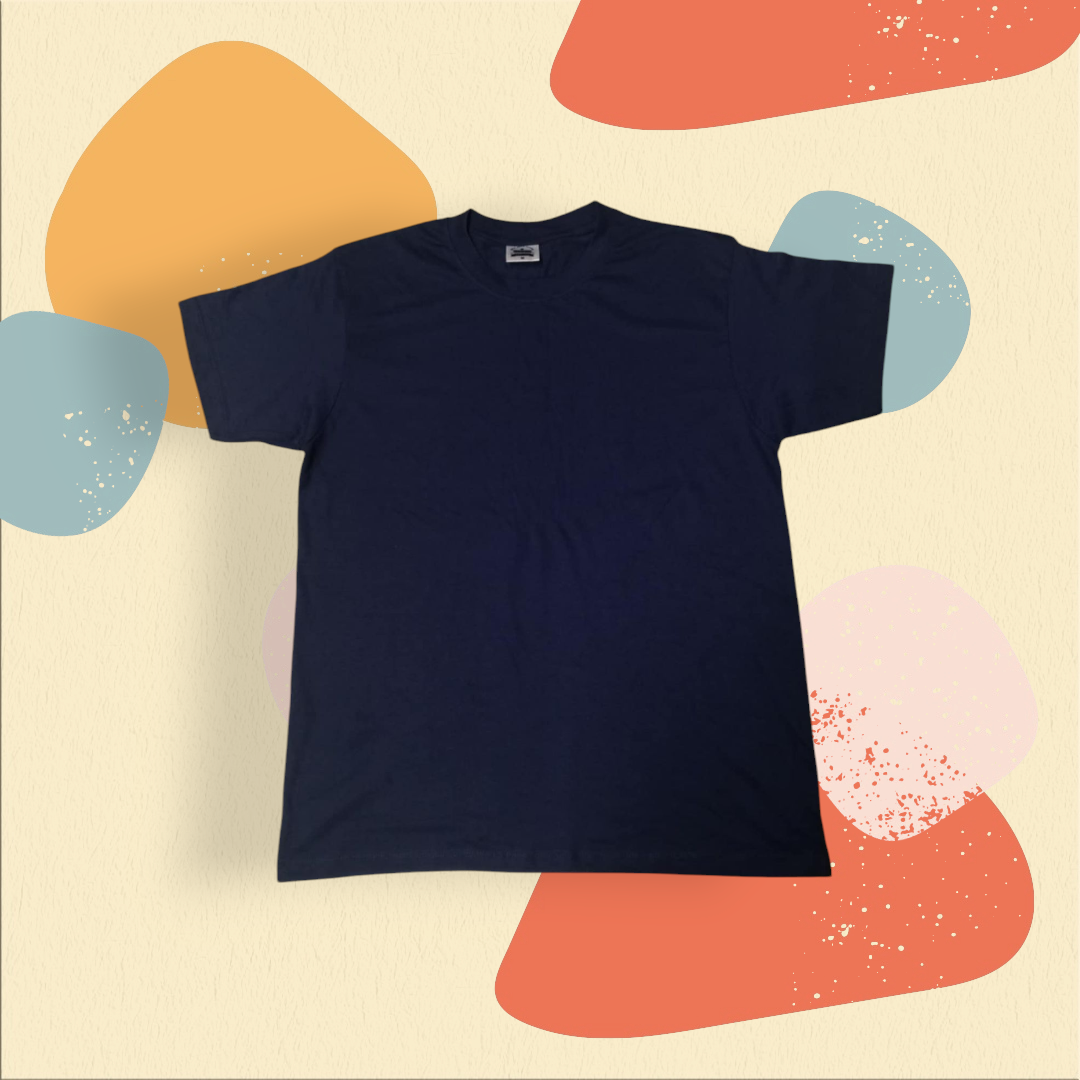 Flat lay view of Premium 100% Cotton T-Shirts in black, blank and ready for custom print